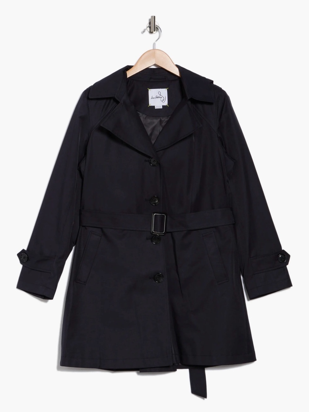 Sam Edelman Navy Button Front Belted Trench Coat